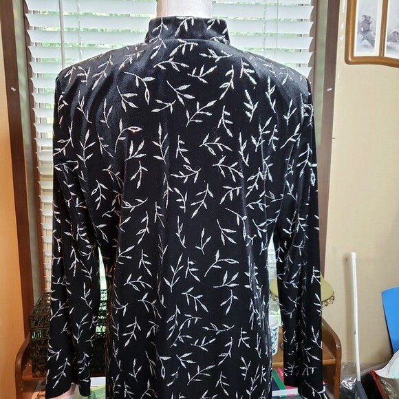 Elegant Vintage 90s Womens L Black Velvet with Silver Bamboo Dress Jacket - Picture 8 of 12